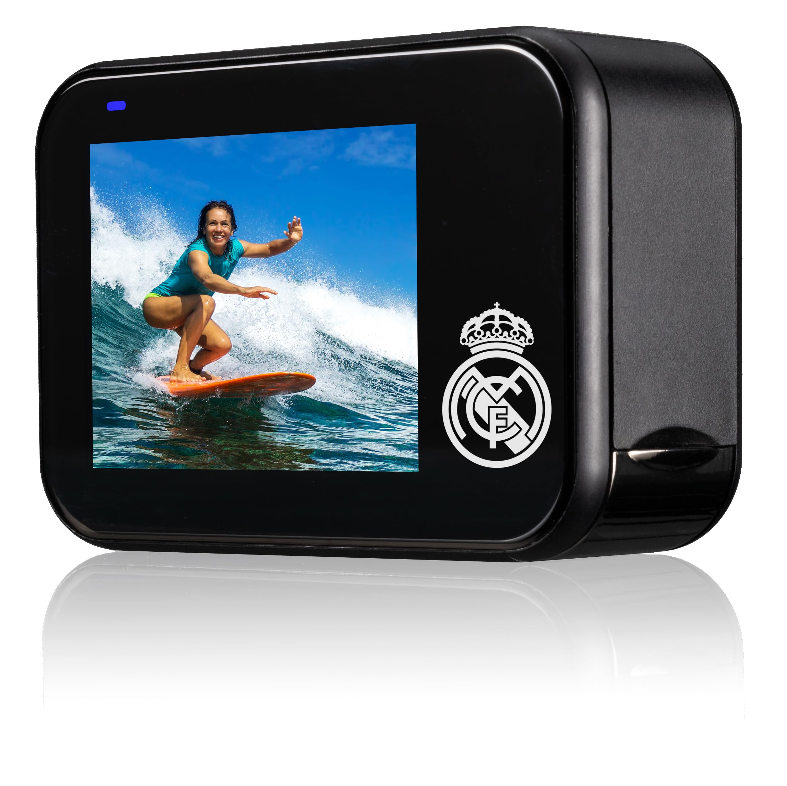 Bresser Real Madrid Kamera sportowa 4K, wodoodporna do 10 m, szeroki kąt 170°, ekran dotykowy 2", Wi-Fi, stabilizacja obrazu, microSD do 256 GB, czarny