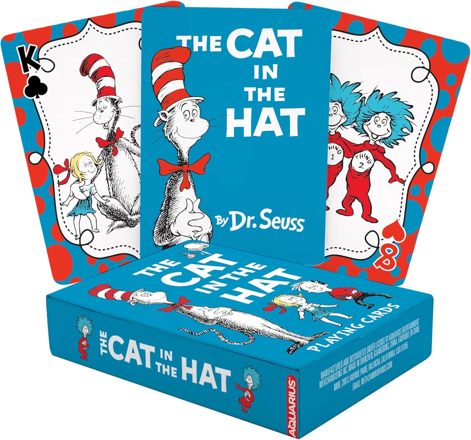 AQUARIUS Cat in The Hat Playing Cards - Dr. Seuss Themed Deck of Cards for Your Favorite Card Games - Officially Licensed Dr. Seuss Merchandise & Collectibles