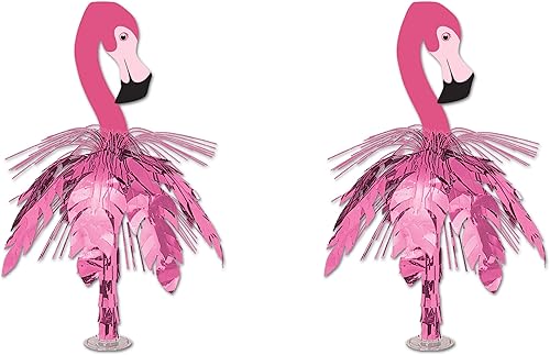 Beistle , Centros de mesa Flamingo Cascade de 2 piezas, 24.5 pulgadas, rosa/negro