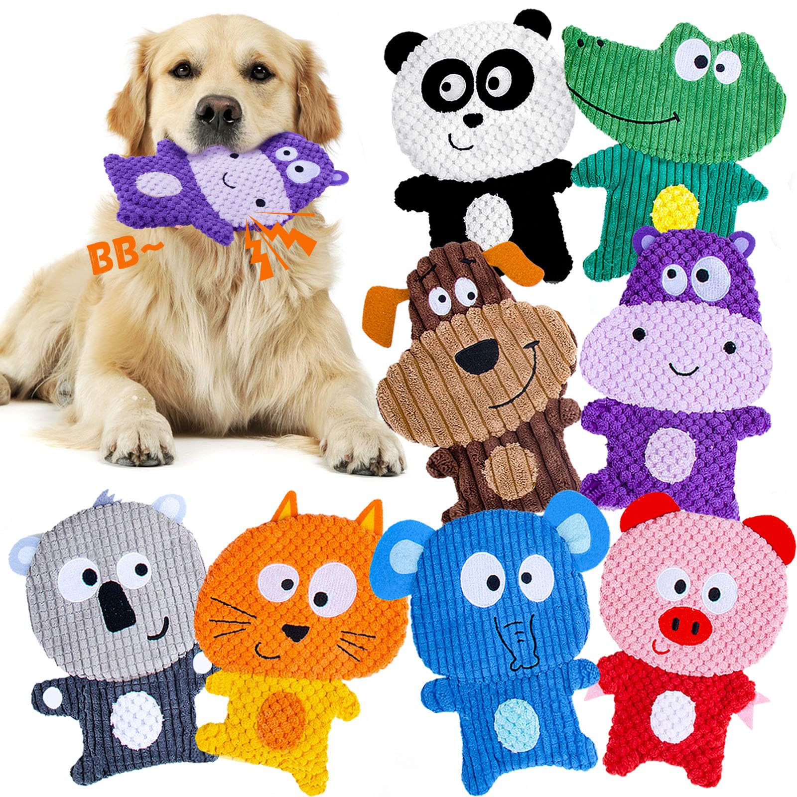 Juguetes chirriantes para perros sin relleno, juguetes de peluche duraderos y lindos, juguetes interactivos para masticar dentición para cachorros, razas pequeñas y medianas