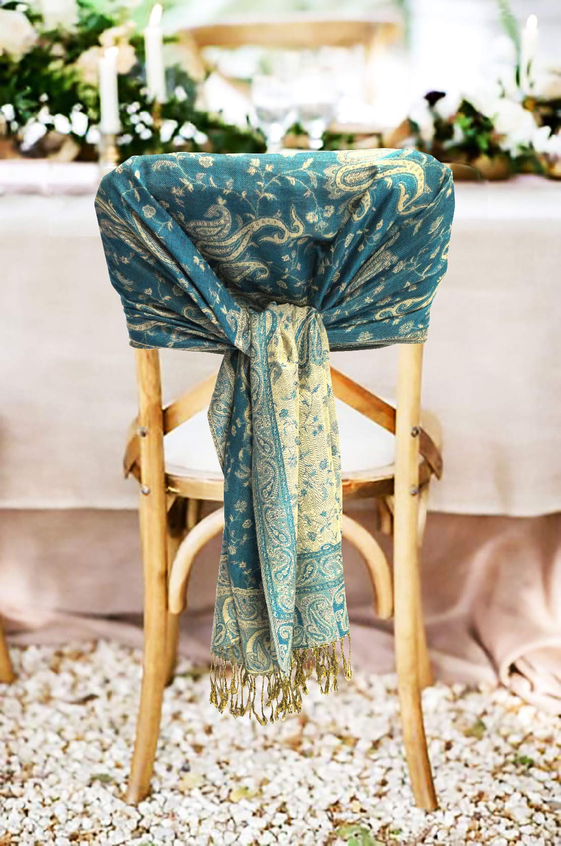 Sakkas 70" x 28" Zweischichtiger Jacquard Paisley Viskose Pashmina Schal/Stola - (20+ Rich Farben)