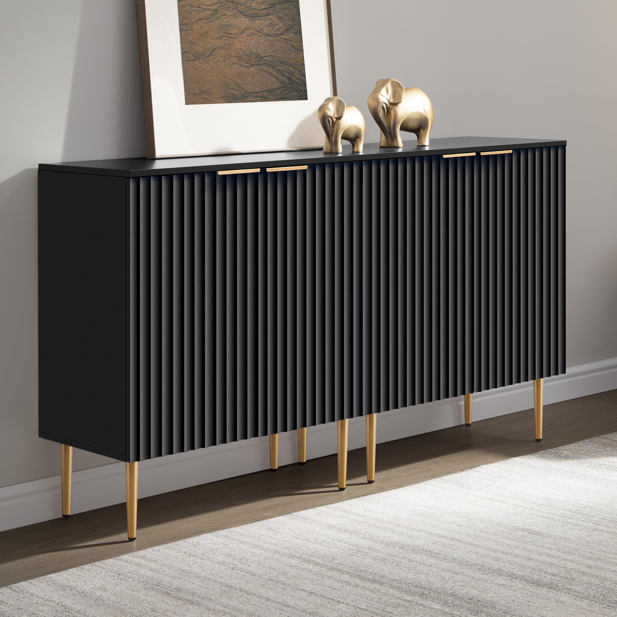 SICOTAS - Set of 2 Sideboard Buffet Storage Cabinets, Modern Buffet Table Cabinets with Doors, Adjustable Shelves, Kitchen, Entryway, Dining, Coffee Bar Console