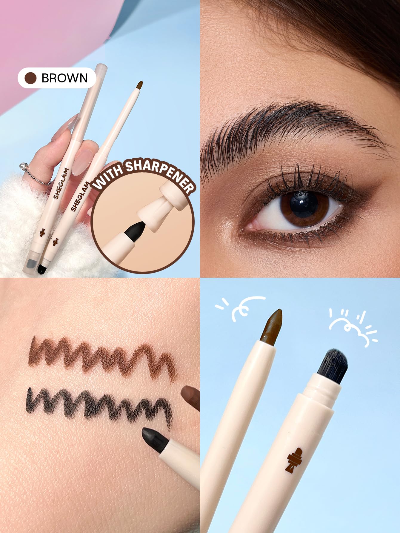 SHEGLAM Gel Glide Eyeliner Pencil Creamy Waterproof Smudgeproof Longwearing Eyeliner-Brown - Image 2