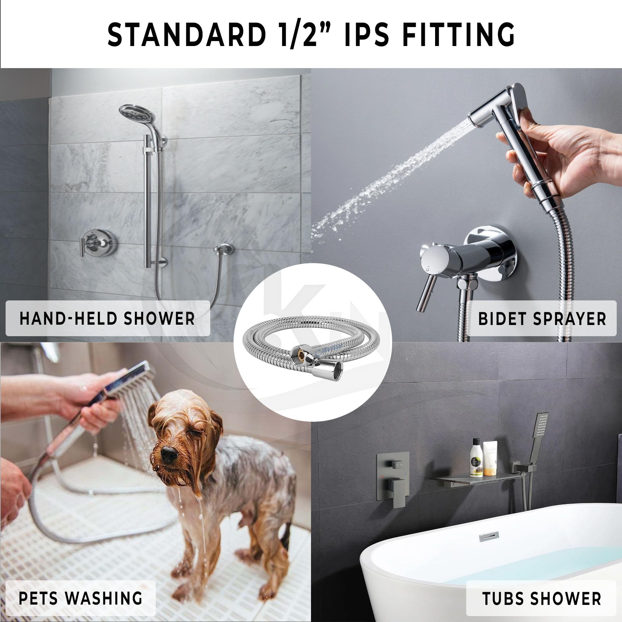 KINIK Diamond 304 Stainless Steel Chrome Finished Extendable 2 Meter Flexible Shower Hose Handshower Hose Shower Tube and Health Faucet Tube for Bathroom 3