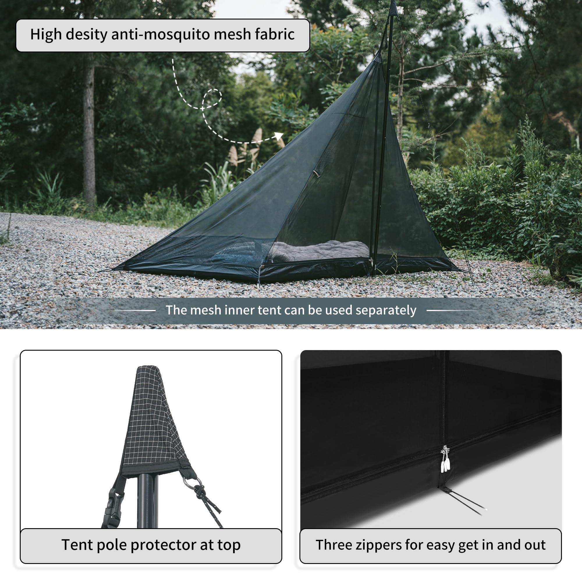 Naturehike Tipi Zelt Firstzelte 3-4 Personen Indianerzelt Wasserdicht Winddicht Einfacher Aufbau Pyramidenzelt für Outdoor Camping Familien