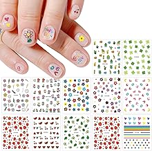 JMEOWIO Enfant Mignons Stickers Ongles Nail Art 14 Feuilles Autocollants Ongles Autoadhésif Deco Ongle Nail Art Design Manucure