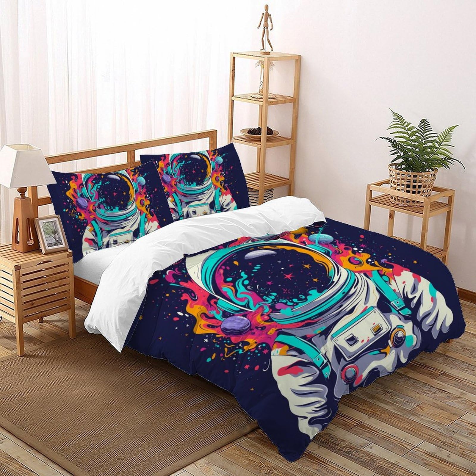 Housse de couette 3D astronaute 200x200 pour une chambre d'enfant thématique espace