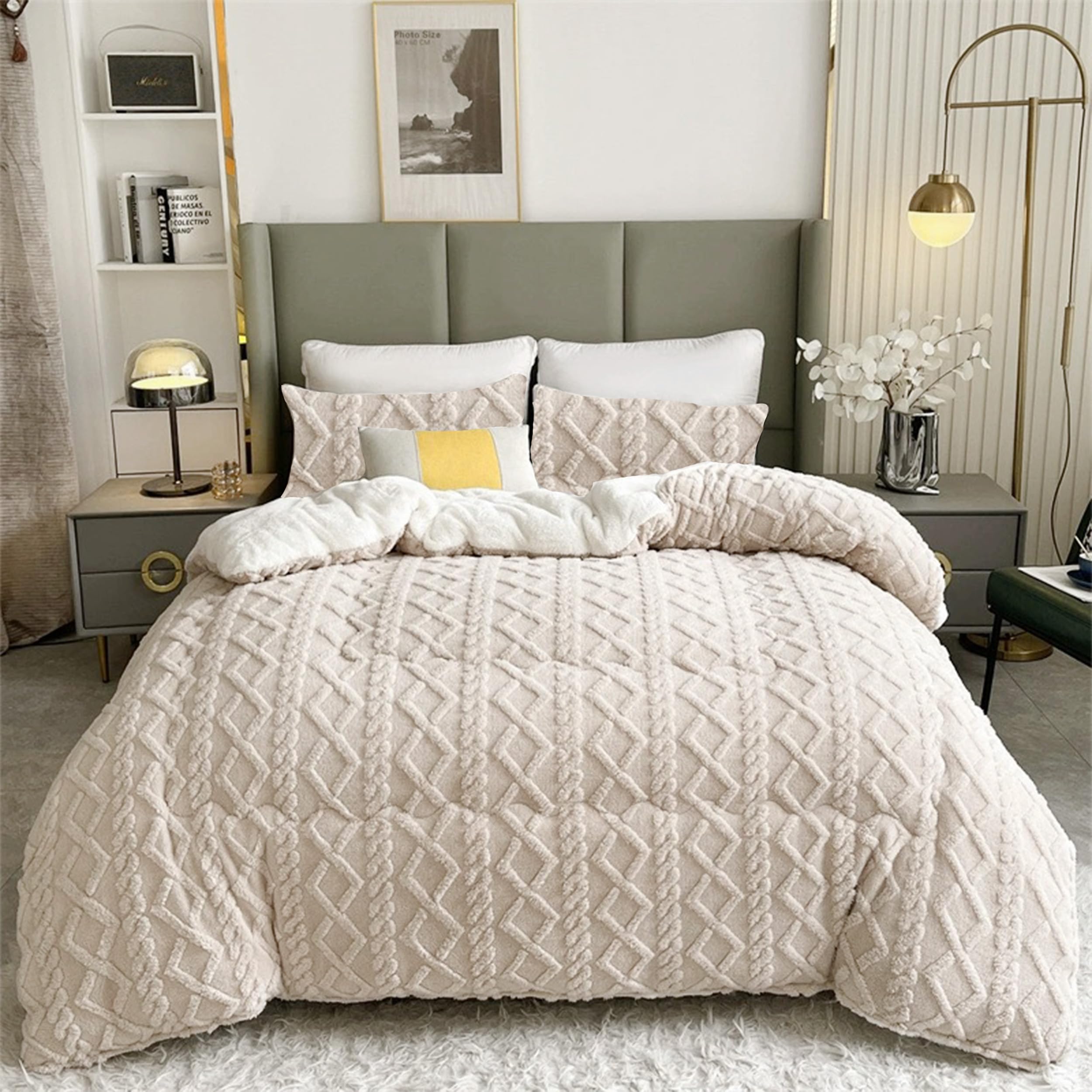 DALINA Edredón Invierno 240x260 cm - Nórdico Borreguito Reversible (Franela/Sherpa) Suave con Funda de Almohada - Colcha Cálida para Cama, Couette, Frazada - Microfibra de Poliéster