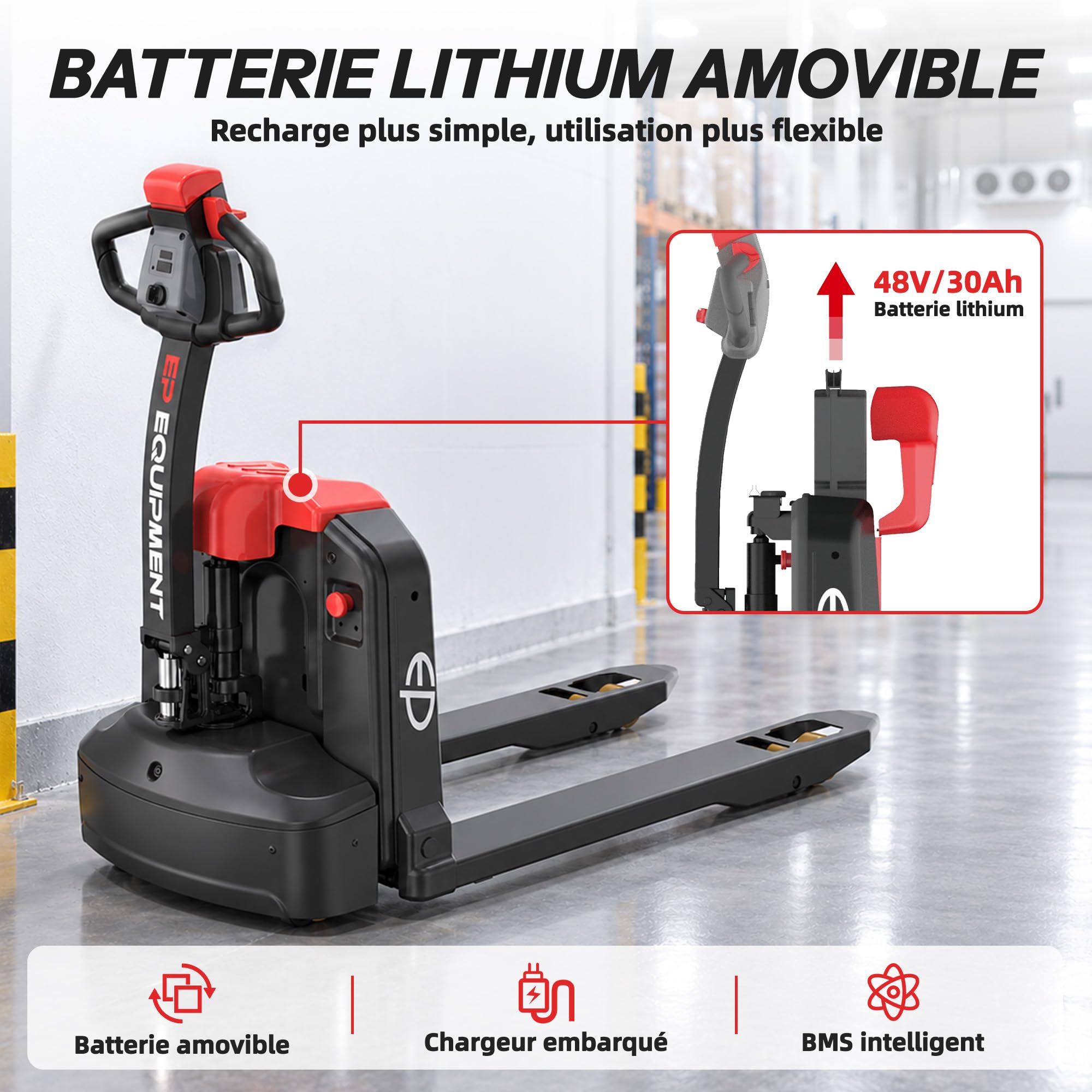 EPL185 Transpalette électrique Lithium 1800 kg, fourches 1150 mm