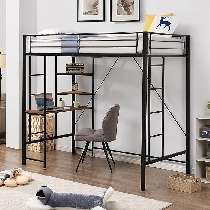 Buy Harper & Bright Designs Metal Twin Loft Bed with Desk, SpaceSaving