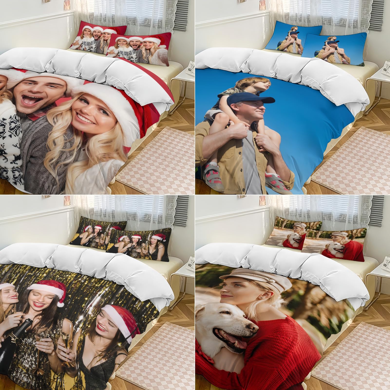 Copripiumino personalizzato Set,Singolo/Matrimoniale Set biancheria da letto con foto/testo,Confortevole, Traspirante,Copripiumino e 2 federe
