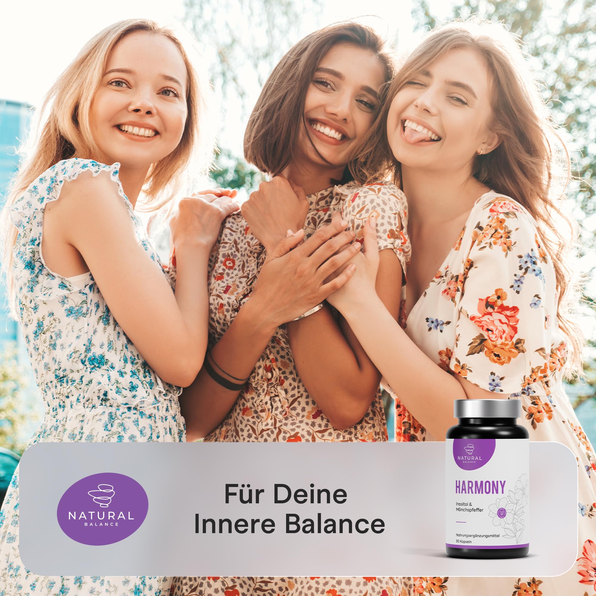 HARMONY - Mönchspfeffer & Myo Inositol hochdosiert für Frauen Balance - 90 vegane Kapseln mit Vitex Agnus Castus, L-Carnitin, Folsäure & Eisen für hormonelle Balance & Wohlbefinden