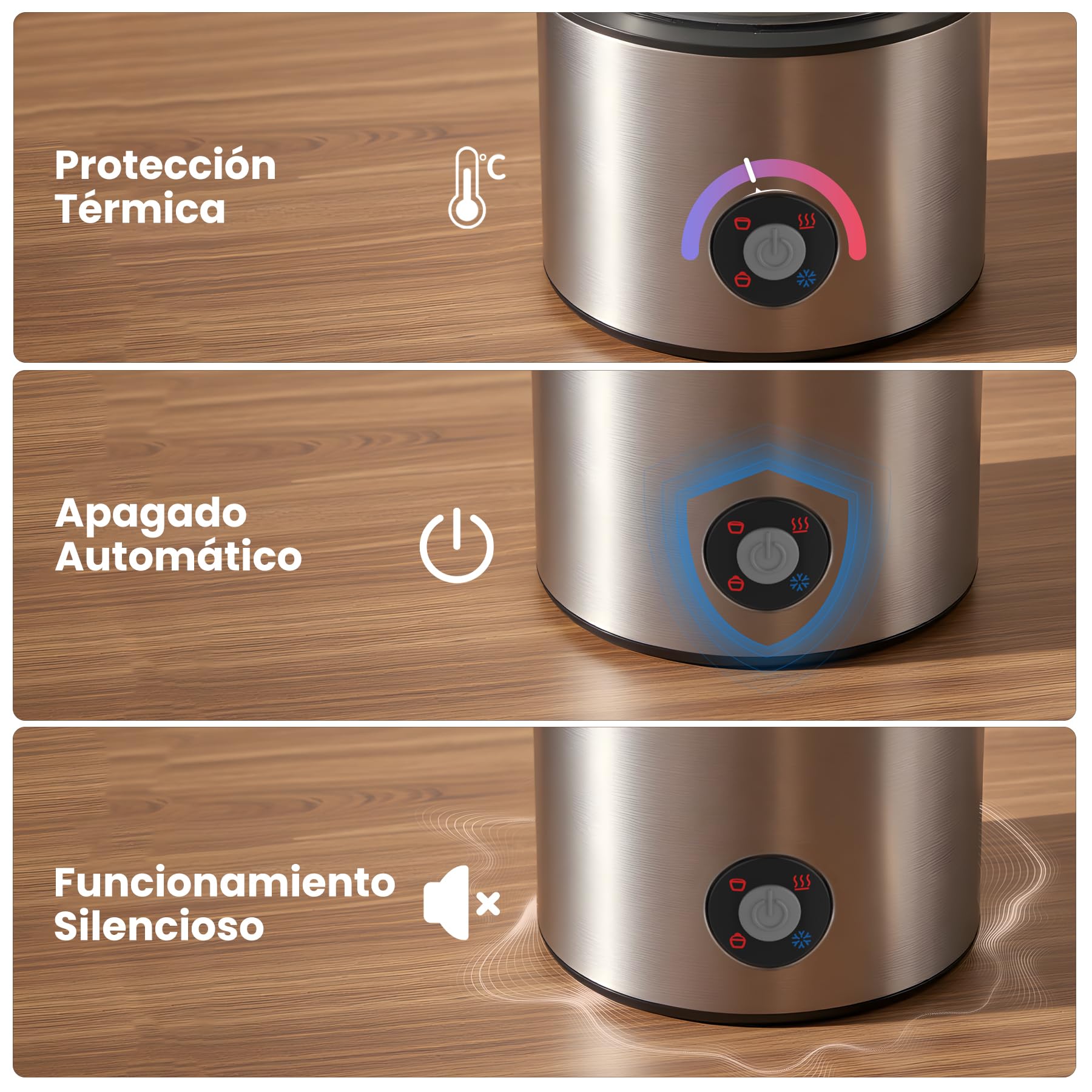 Espumador de Leche 4 en 1, Calienta leche Espumador Electrico 500ml Silenciosa, Calentador de Leche Inducción Automáticas con Desmontable Vaso de Vidrio, para Capuchino, Chocolate