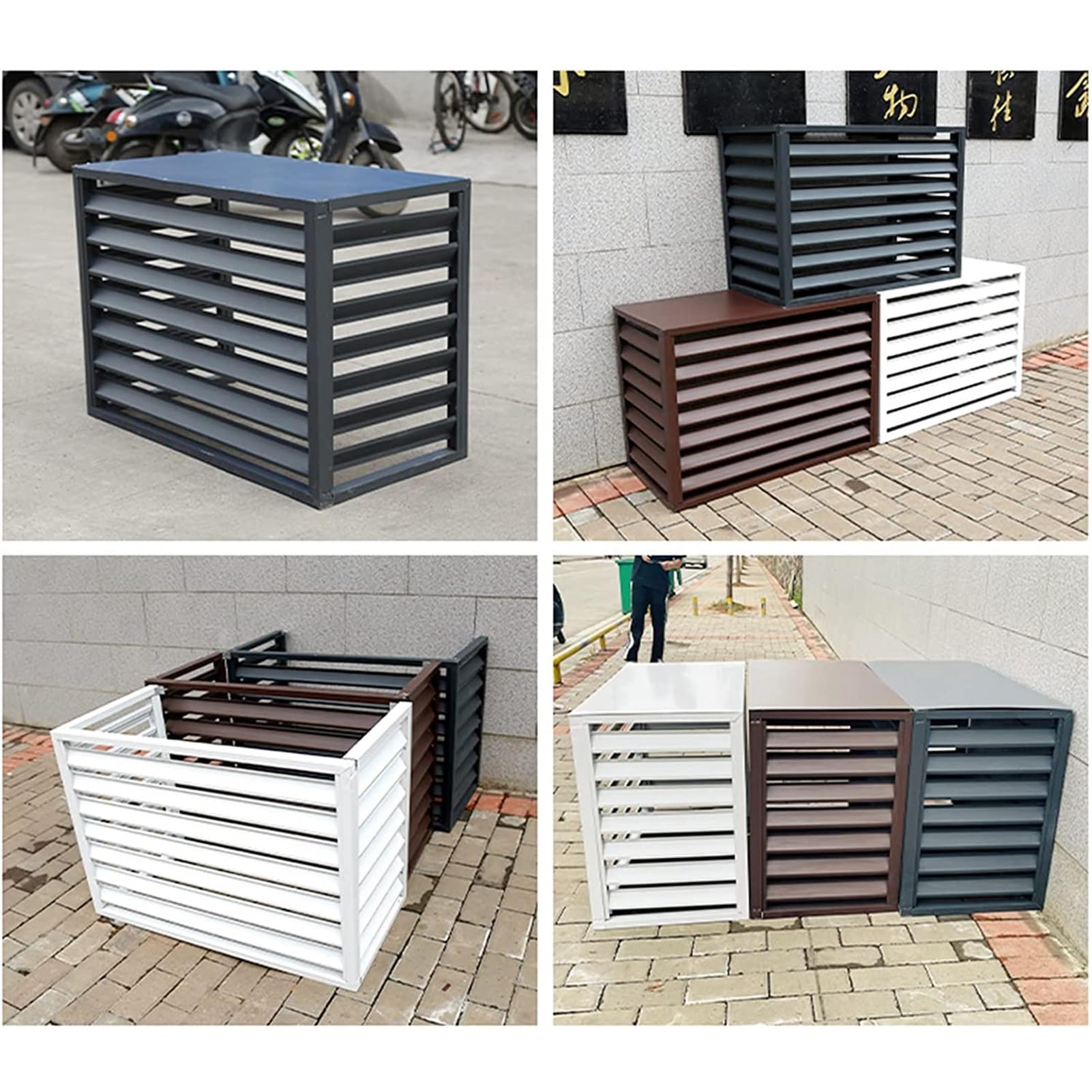 Wytrzymała aluminiowa osłona klimatyzatora odporna na warunki atmosferyczne na zewnątrz osłona prywatności zestaw paneli żaluzjowych do wyposażenia basenu obudowa kosza na śmieci Trwała ochrona