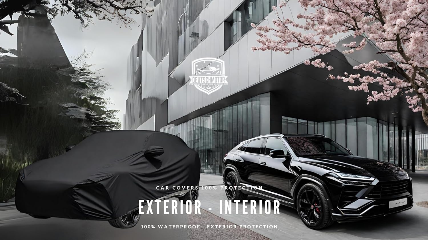 semi Custom Outdoor car Cover for Lamborghini Urus UV Weather Protection rain Waterproof Snow Dust (Black, Urus)