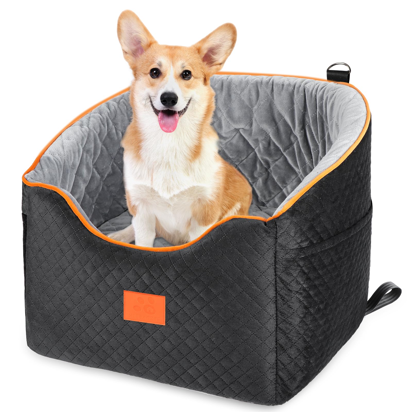 Dog Car Seat for Small Dogs, Memory Foam Booster Dog Seat for Dogs up to 35 lbs, Elevated Pet Car Seat with Washable Removable Cover, Storage Pockets(Black/Gray) - image 8