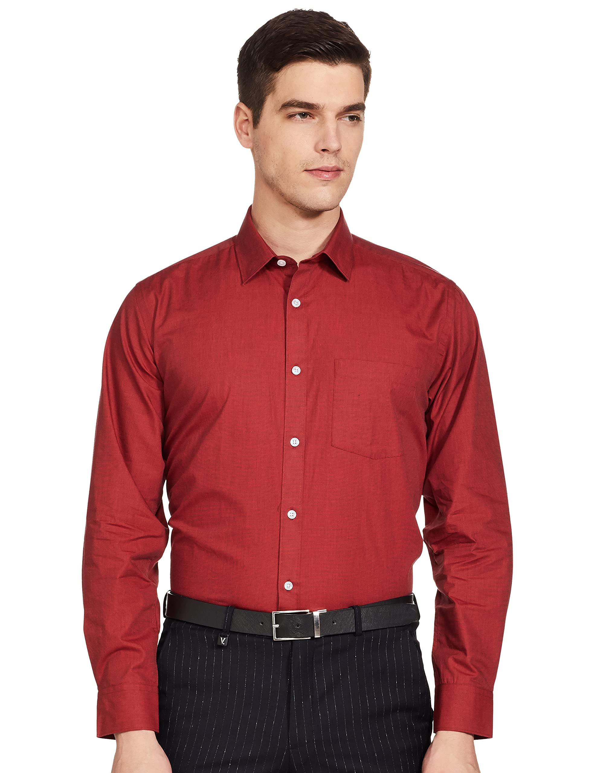 Amazon Brand - Symbol Men's Solid Regular Fit Formal Shirt
