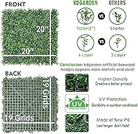 Vista 3 de 12 paneles artificiales de boj de 20 x 20 pulgadas, plantas de seto topiario con protección UV, tapetes de pared de césped sintético