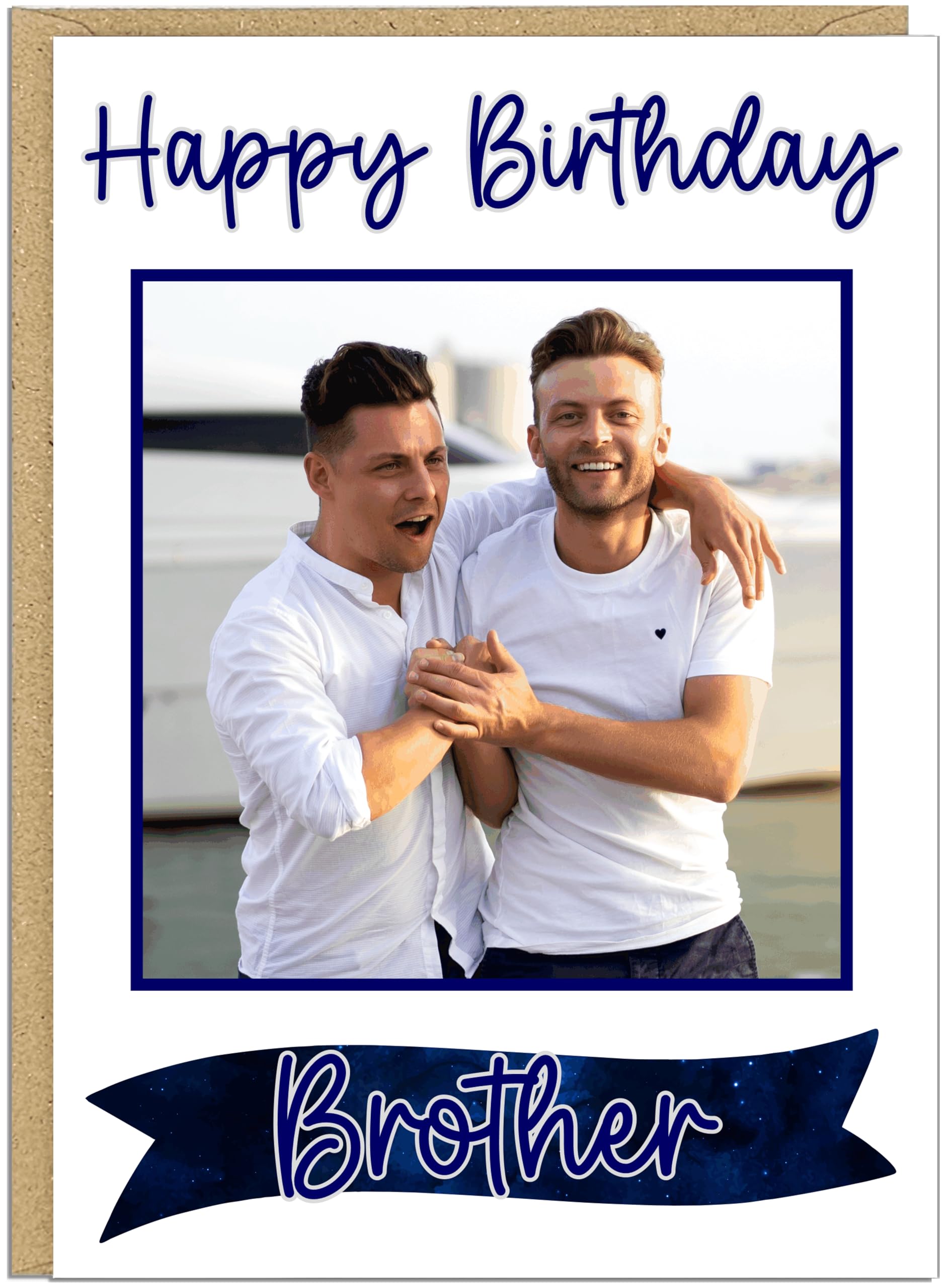 Personalised Photo Birthday Card for Him Custom Own Name and Add Your Own Picture A5 Greetings Card for Dad Grandad Brother Son Best Friend Keepsake Card For Men (Blue)