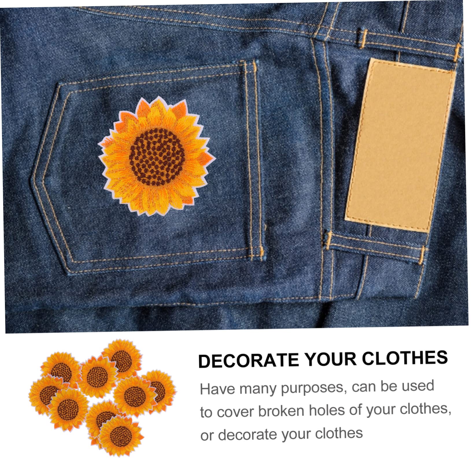 SHINEOFI 40pezzi Toppe Ricamate Termoadesive Eleganti Applique Forma Di Girasole Per Abbigliamento Jeans e Decorazioni Fai Te