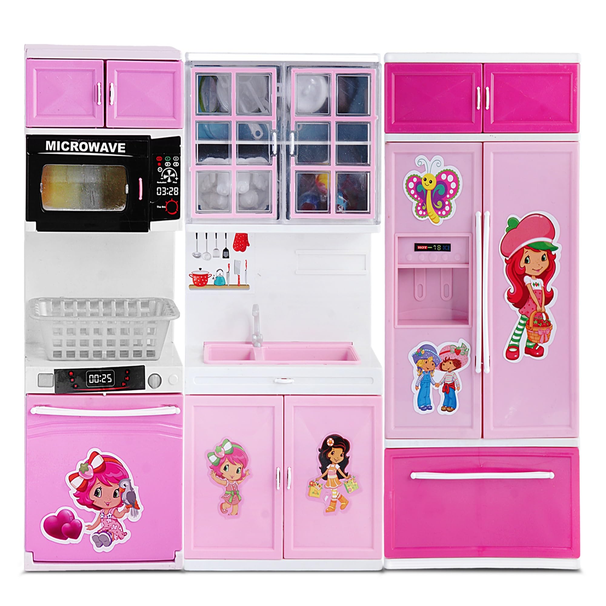 VGRASSP Diamond Star Kitchen Playset Toy with Realistic Cooking Action Toy - Large Size Pretend Play Toy Set Modular Kitchen Openable Doors - Random Color and Design As Per Stock
