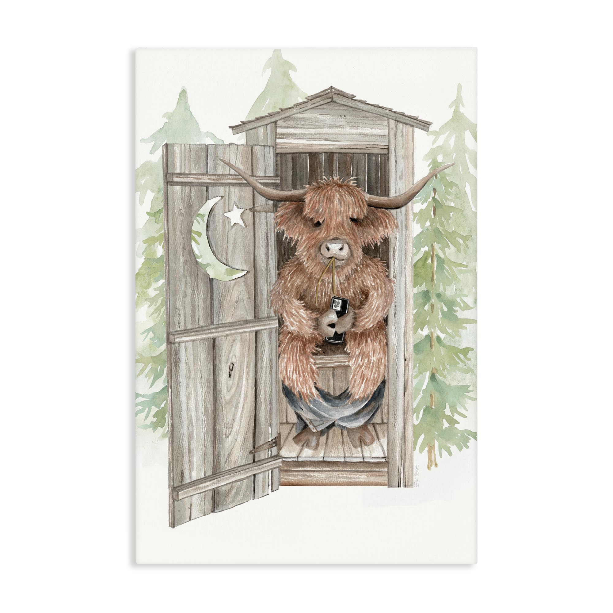 Stupell Industries 'Lost In Scroll Outhouse', Canvas Art, 24 x 36 Inches, Easy to Hang and Sturdy, Made in USA, by Cindy Jacobs