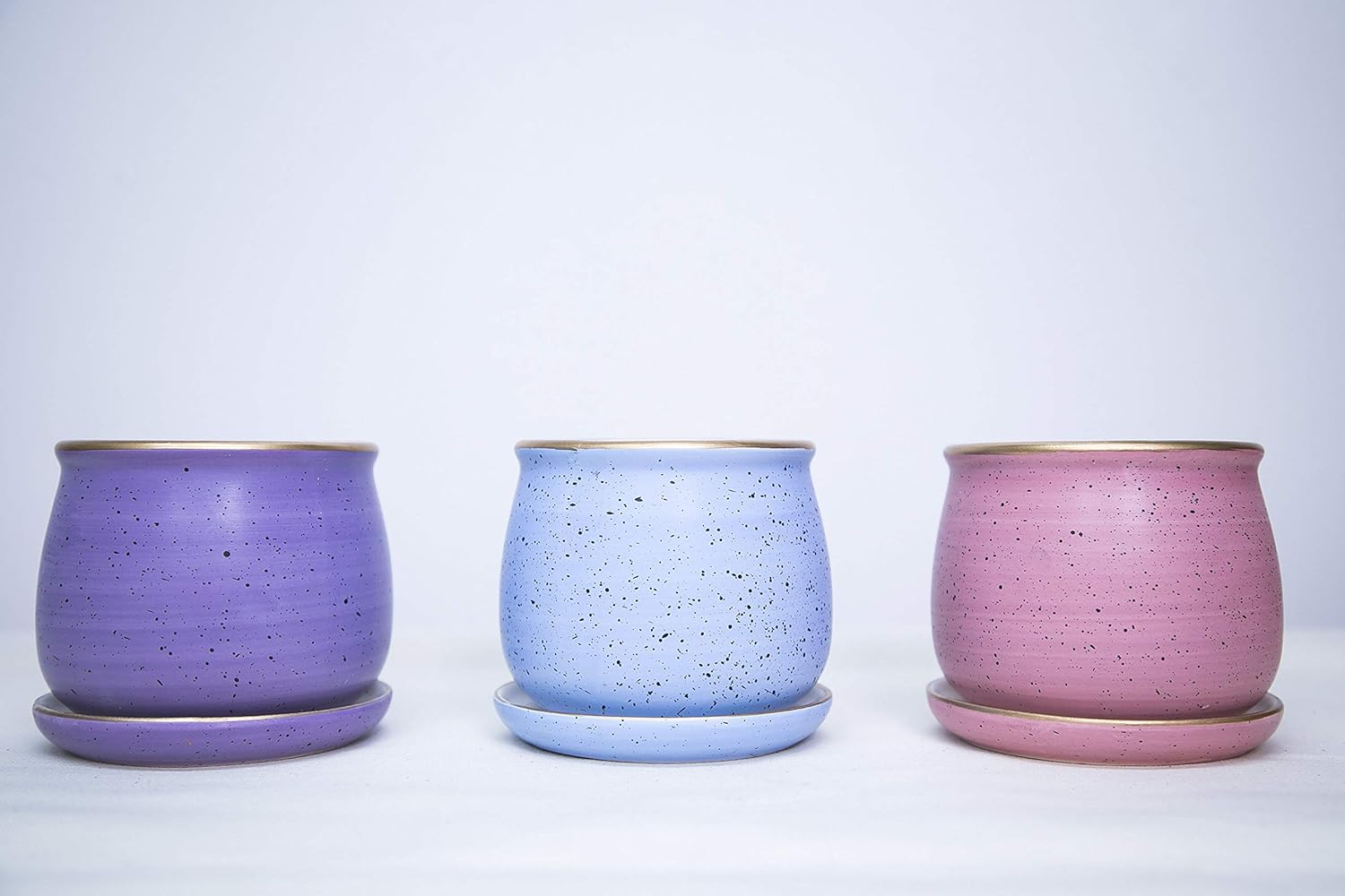 Succulent Flower Planting Pots | Small Planter Pot for Plants | Drainage Hole, Detachable Saucer | Perfect for Outdoor Garden, Indoor, Office Work Desk, Coffee Table, Cactus and Herbs