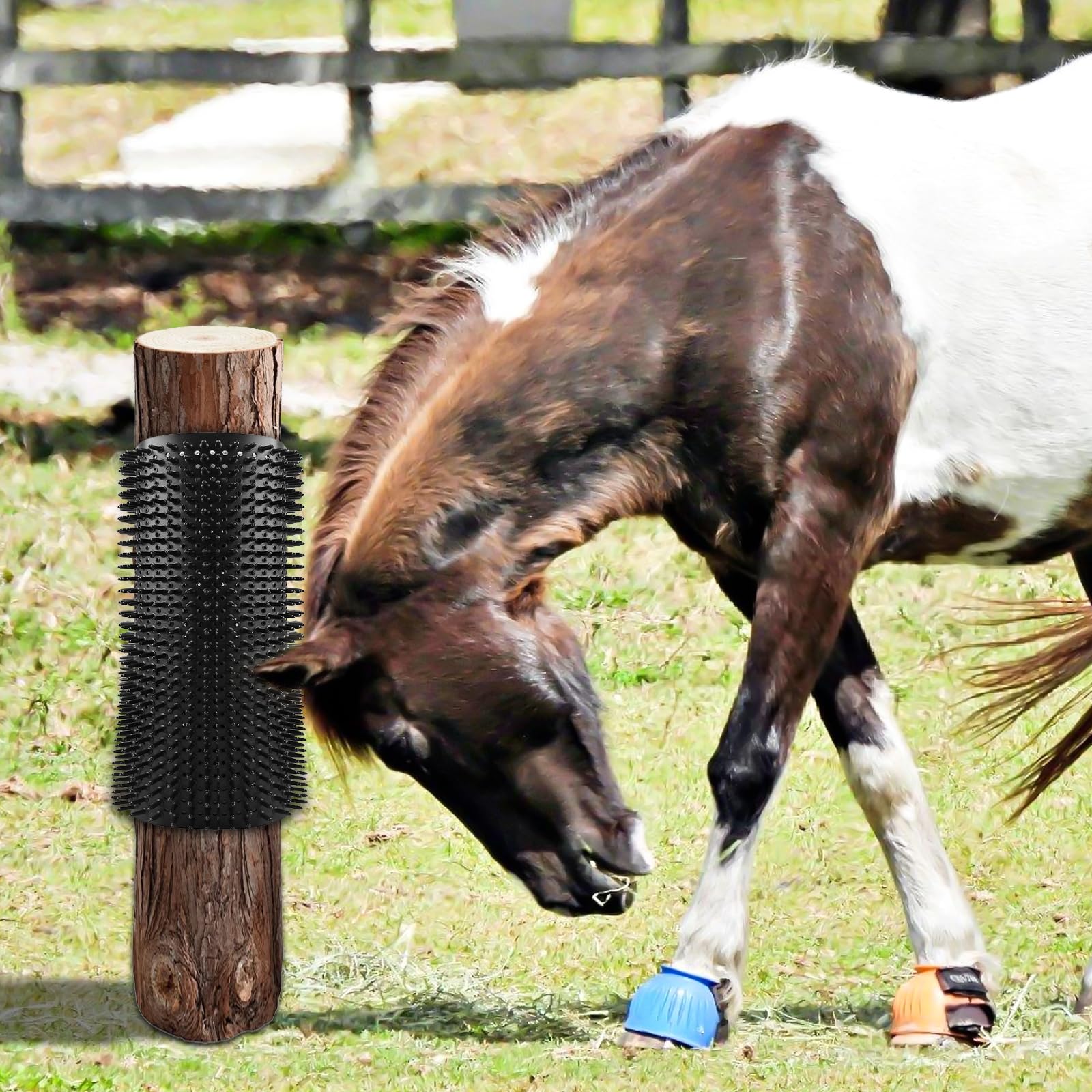 2 cepillos para rascar caballos, 360 x 300 mm, juego completo de masaje aliviando el picor, cepillo de vaca para caballos, vacas, cabras y ovejas (negro)