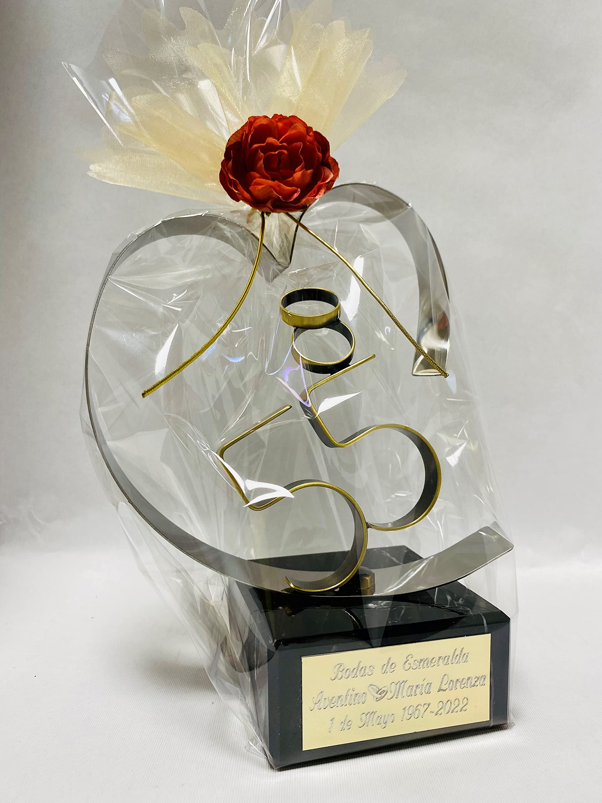 Regalo para Bodas de Esmeralda Grabado Figura corazón 55 Aniversario Regalos Personalizados