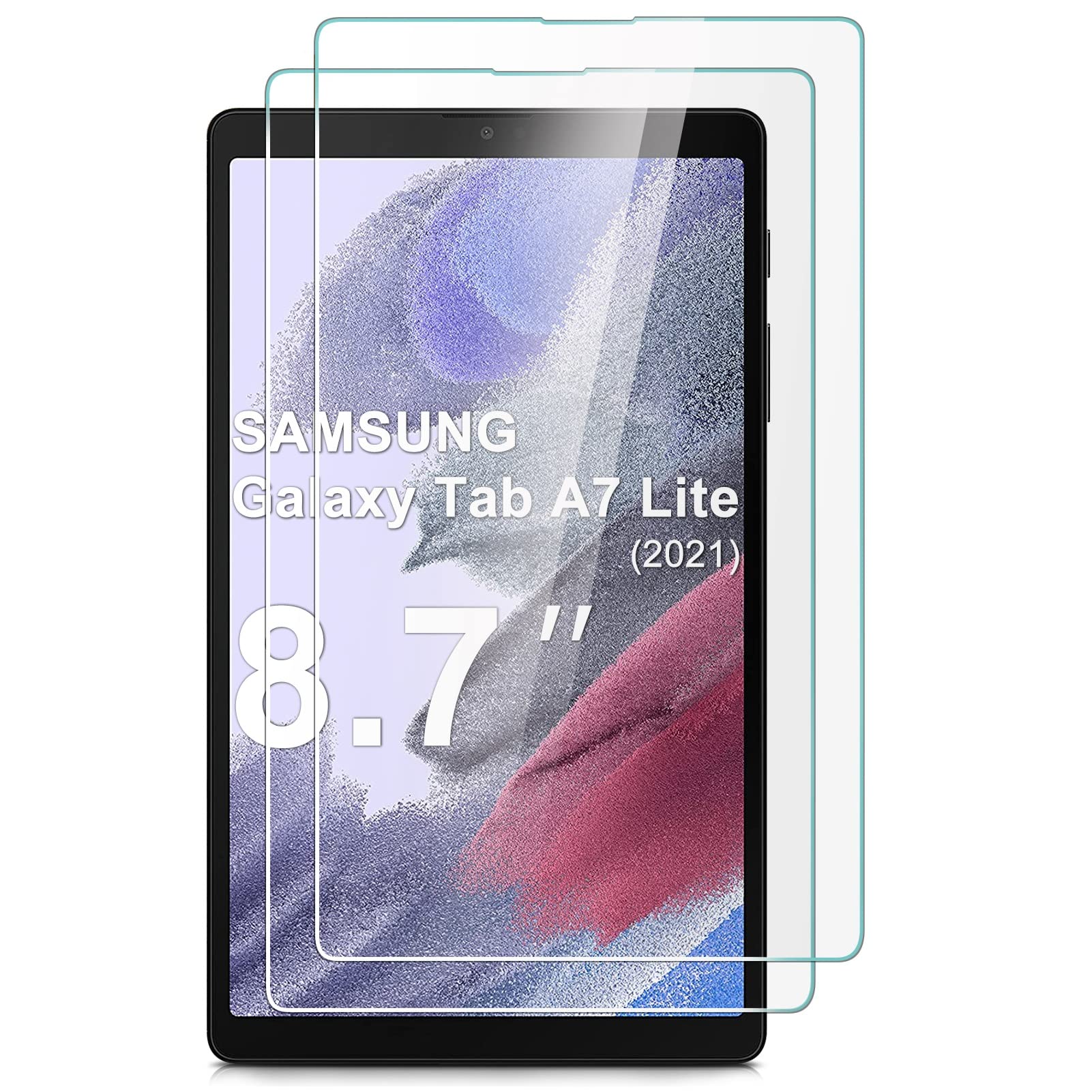 Tuvror 2-pack Screen Protector for Samsung Galaxy Tab A7lite 2021 8.7 Inch (SM-T220 T225 T227), Premium Tempered Glass Film.