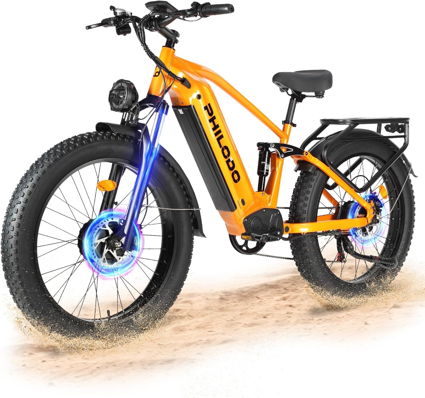 PHILODO Falcon 60V 32Ah Off-Road Electric Bike Dual Motor Hunting Ebike, Fat Tire Full Suspension Dirt Bike for Adults, Long Range Snow/Sand Electric Bicycle