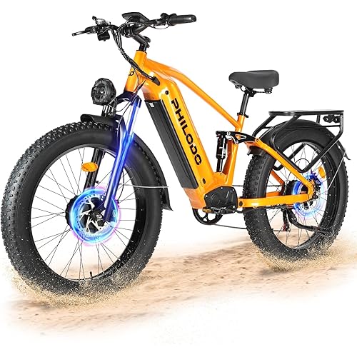 PHILODO Peak 5000W/2500W-Electric-Bike for Adults, Single/Dual-Motor-Ebike 45MPH-Hunting-Ebike, 60V 32AH Long Range Dirtbike, 26"/24" Fat-Tire-Electric-Bicycle, Full Suspension for Off-Road Snow Sand