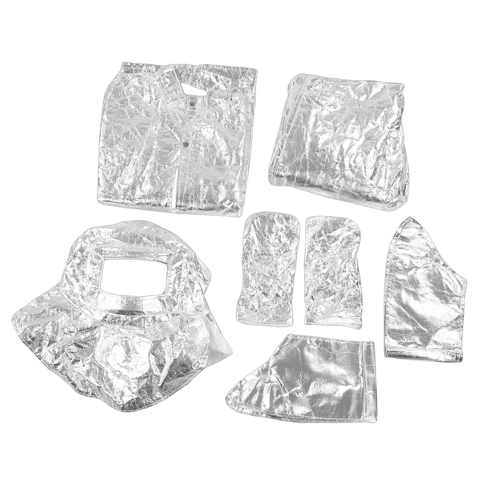 Eujgoov Traje Aislante Ignífugo con Tela de Aluminio, Casco, Chaqueta, Pantalones, Cubiertas para Zapatos para Soldadura a Alta Temperatura y Silvicultura