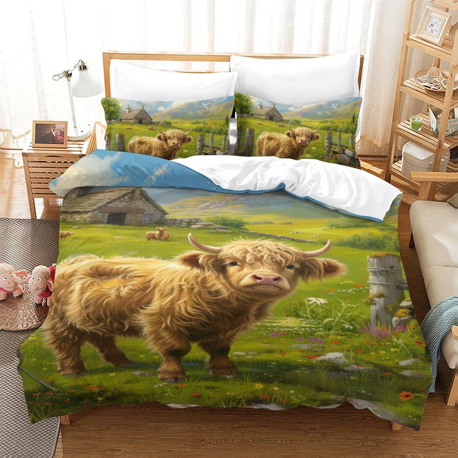 Housse de couette vache 3D 3 pièces pour des nuits câlines
