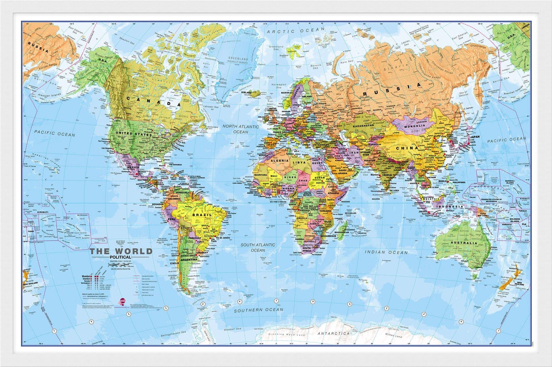 Small World Wall Map Political (Pinboard & wood frame - White) โ image 1