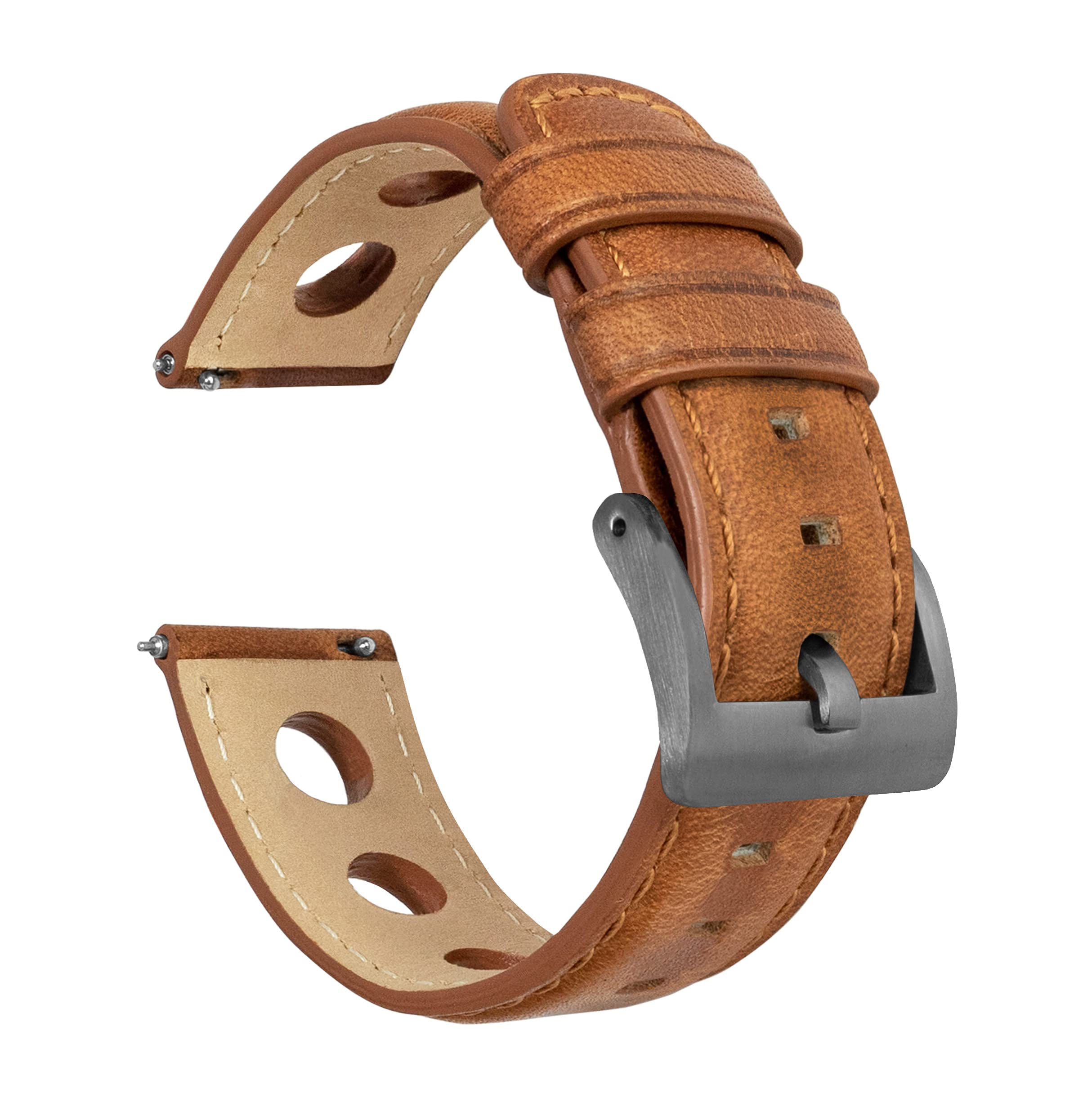 Barton Racing &amp; Rally Horween Leather Straps with Integrated Quick Release Spring Bars - Watch Bands