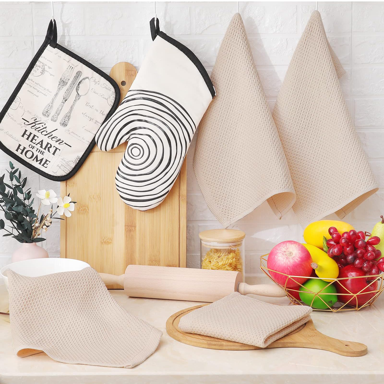 Lot Torchons Coton Moosfor 30x30cm Torchons Cuisine Moosfor Lot De 8 - Coton Gaufré Super Absorbant 30x30cm, Lavable Machine, Bleu Marine Torchons Réutilisables Lavables