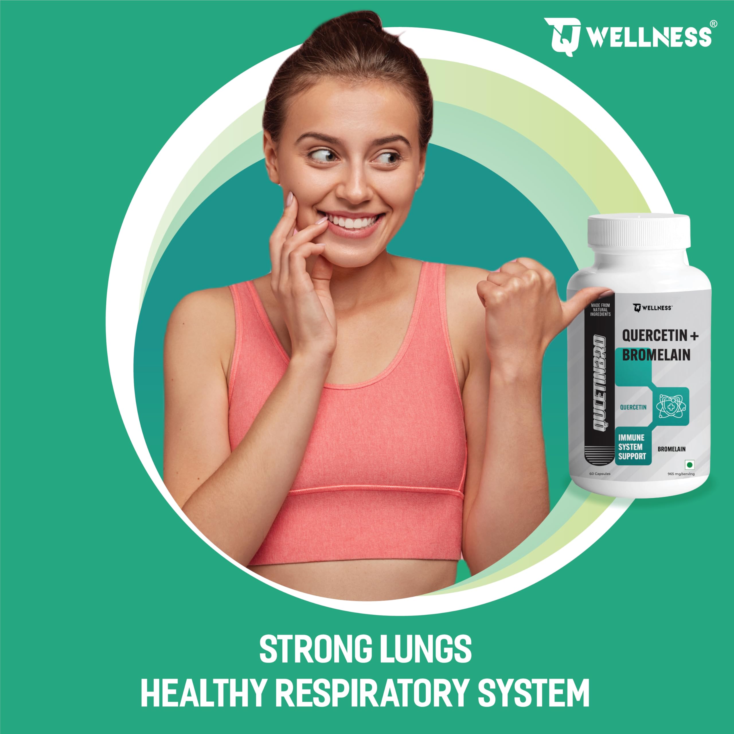 TQ Wellness Quercetin with Bromelain, Quercetin 400 mg & Bromelain 82.5mg per capsule, QUCETINBRO Helps Synergistic Action Respiratory Health, Immunity, Cardiovascular Health- 60 Capsules 3