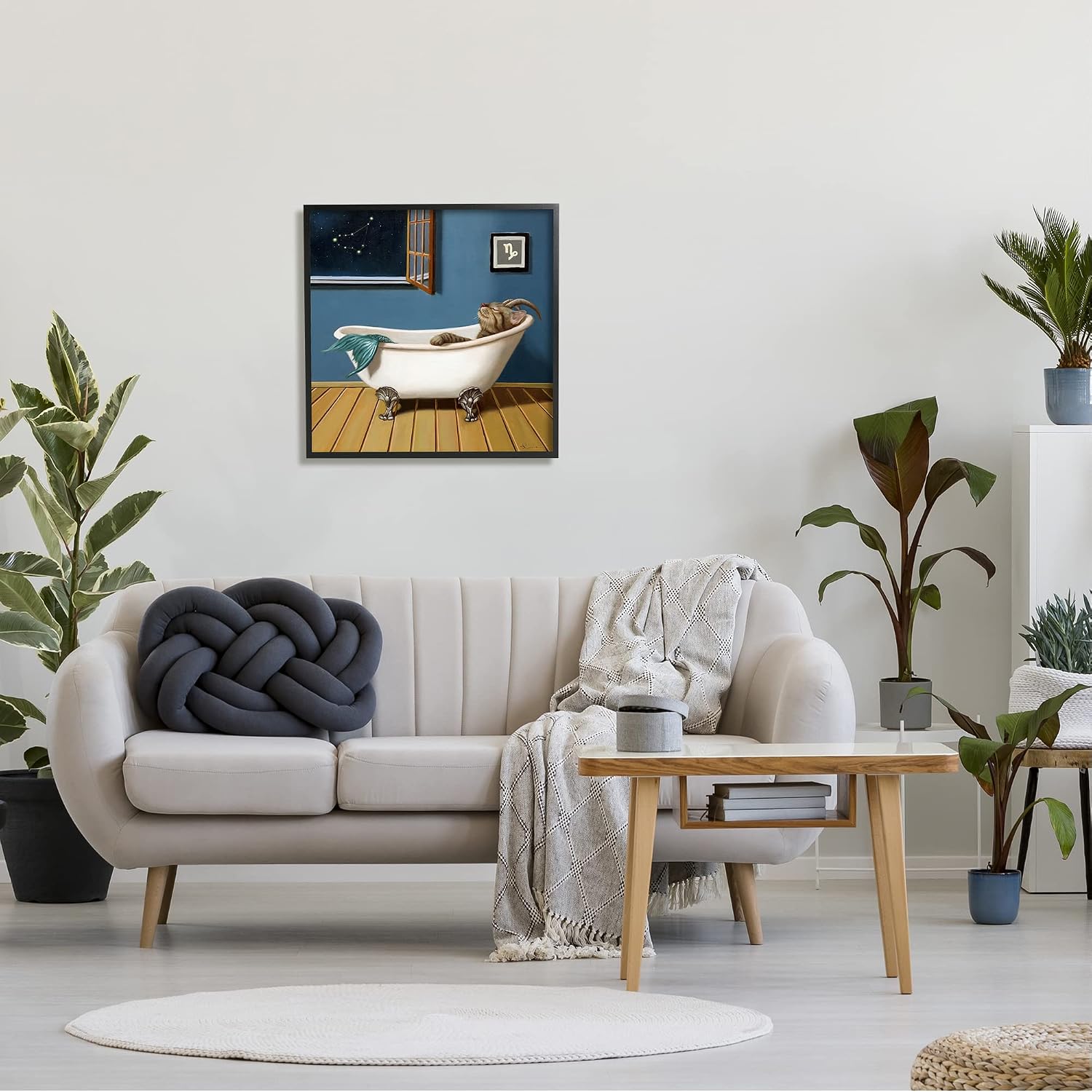 Stupell Industries Mystical Cat Mermaid Bath Capricorn Astrology Constellation Framed Wall Art, Design By Lucia Heffernan