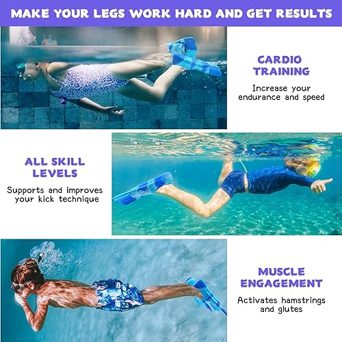 Miniatura 5 de Aletas de natación para niños, aletas cortas de natación para niños, aletas de entrenamiento de natación para regazo, piscina, esnórquel para niños