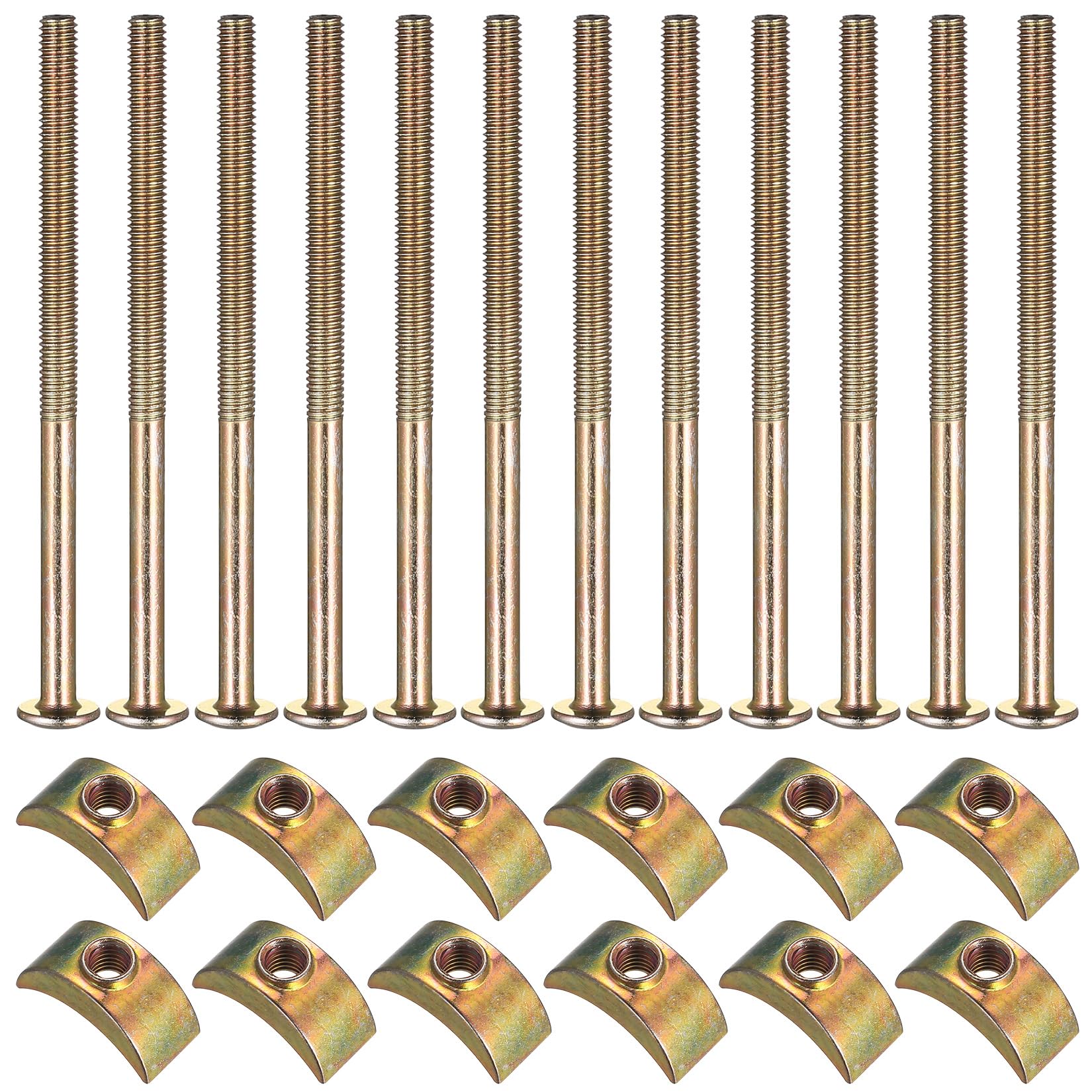 12 Pcs M6 Furniture Boltss, Furniture Connecting Bolts with Half Moon Luna Washers Nuts, Bunk Bed Bolts and Nuts Connectors