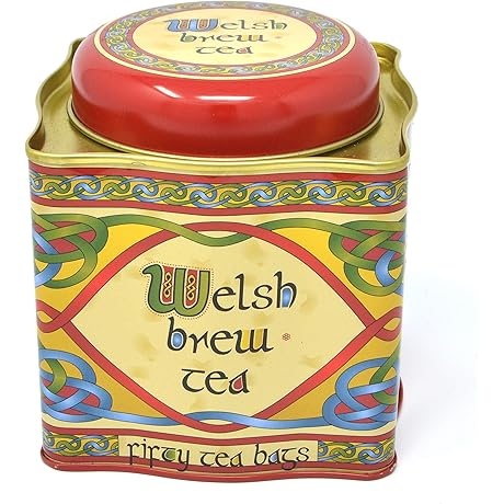 Welsh Brew 50 Teabags in Decorative Celtic Red Dragon Tinned Welsh Tea