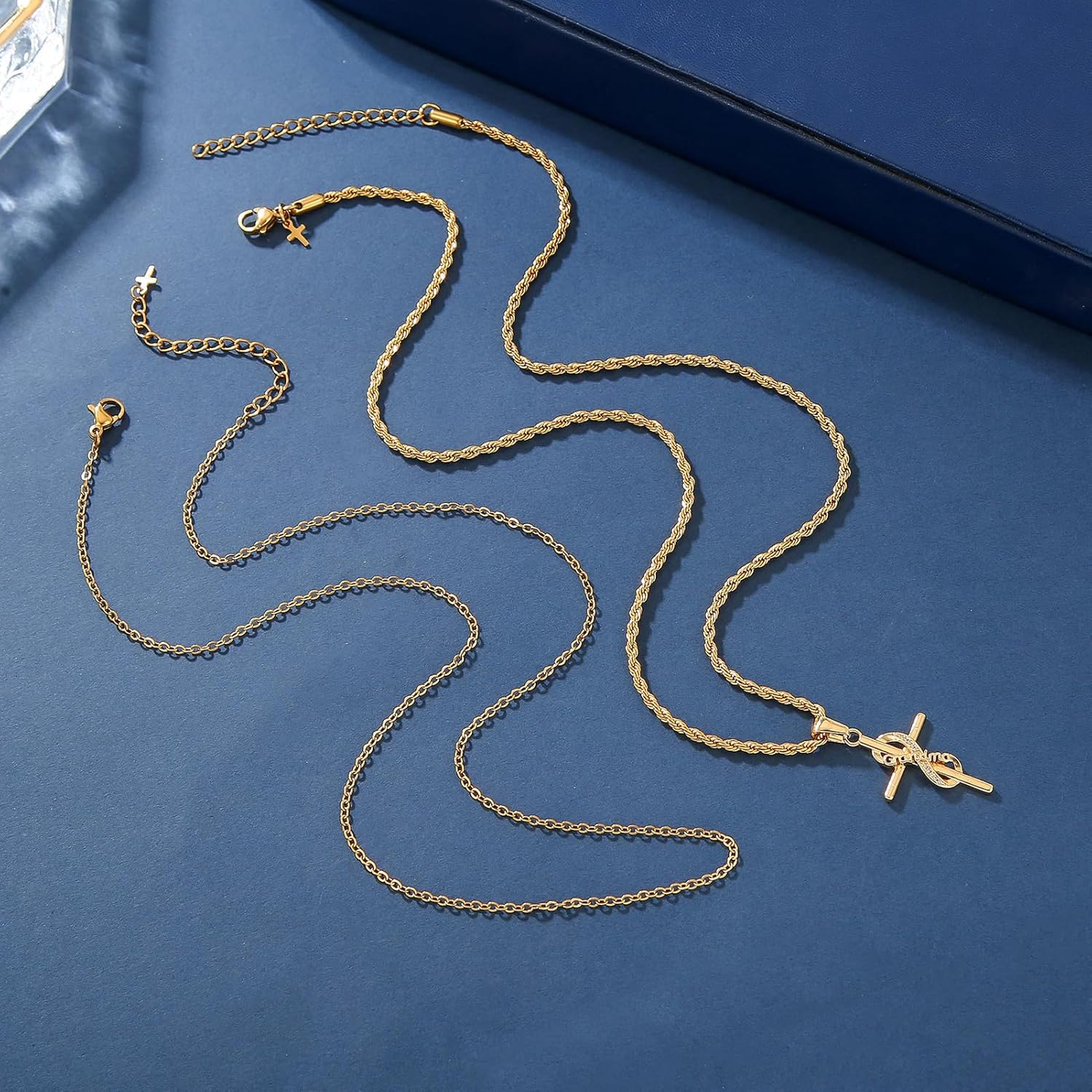 DS Faith Cross Necklace for Women - 18K Gold Plated stainless steel Christian Bible Verse Crucifix Pendant Necklaces| Religious Jewelry Gift for Mom, Sister& Friend (Mother's Day, Birthday) - Image 3