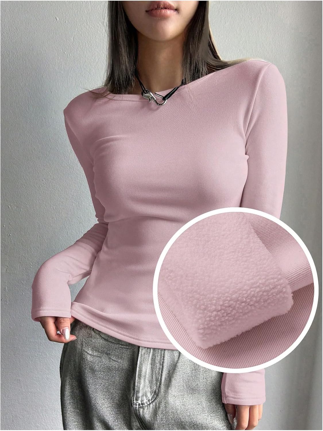 Women's Thermal Tops Crew Neck Long Sleeve T Shirts Slim Fit Basic Fall Tops - Image 3