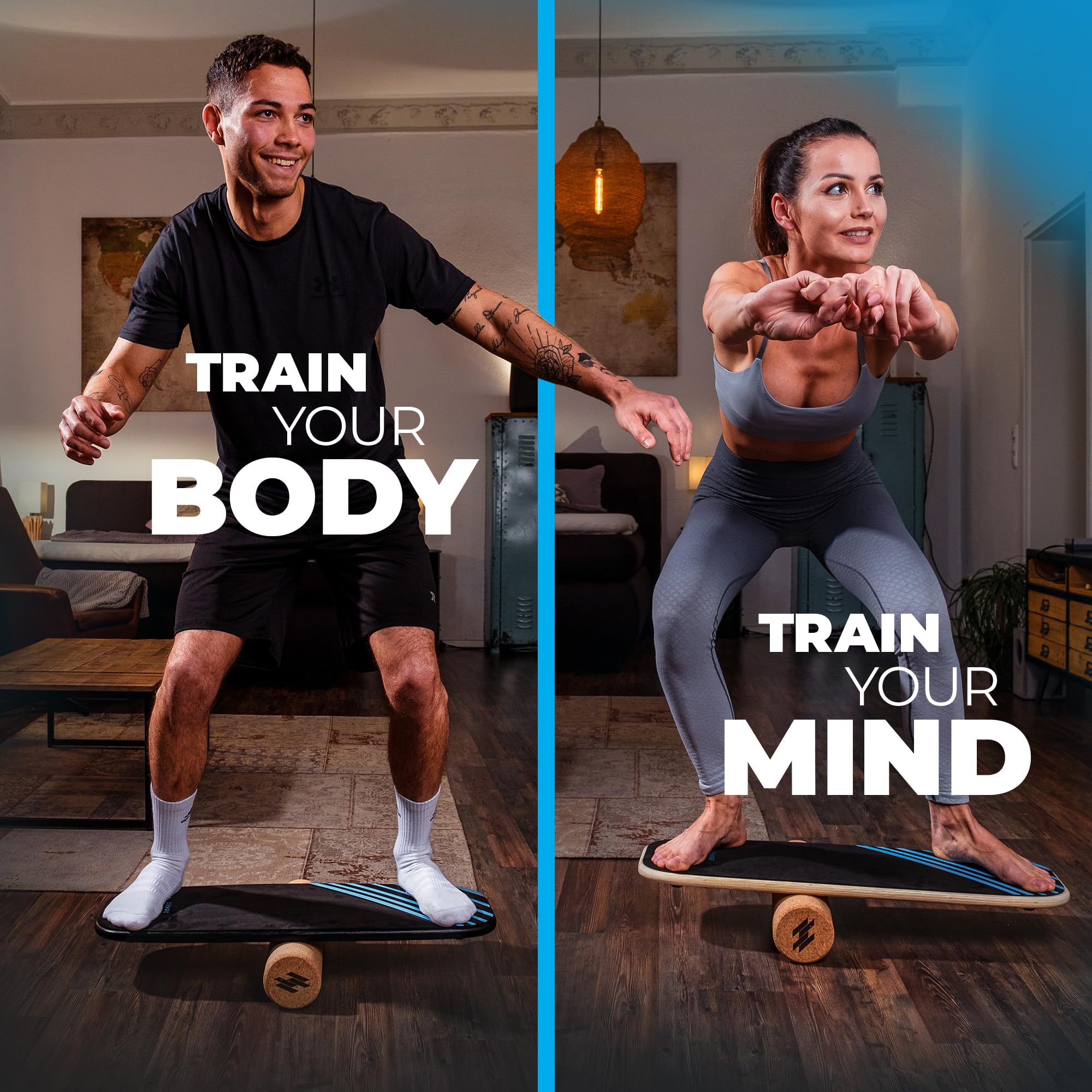 Balance Board Holz – Dessfit mit Korkrolle für Erwachsene & Kinder | Surfin Balance Board · Surf Balance Board · Gleichgewichtstrainer · Wackelbrett · Wackelbrett Physiotherapie