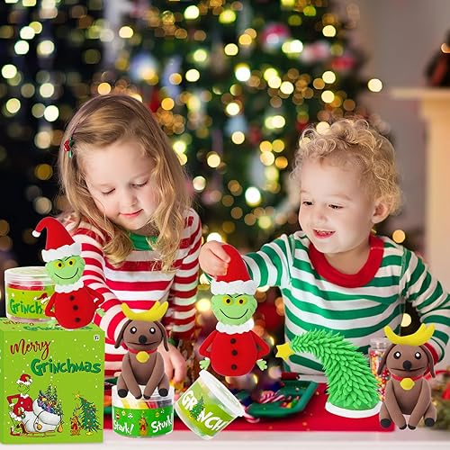 Miniatura 6 de GYGOT Paquete de 6 manualidades de Navidad para niños, rellenos de calcetines de Navidad para niños, kit de bricolaje de arcilla de moldura de