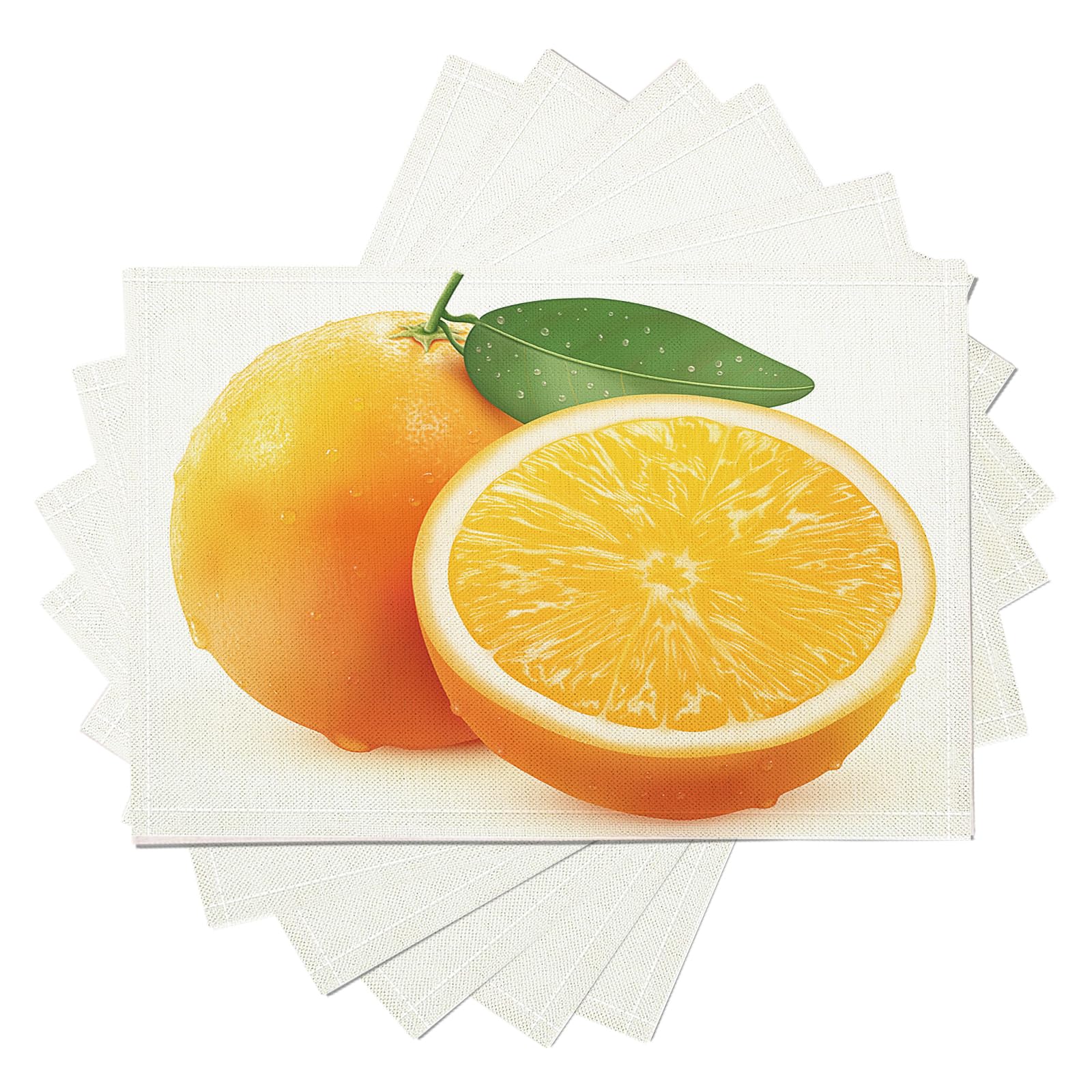 Set di 8 Tovagliette Americane Lavabili Cotone Lino Arte - Tovaglietta Americana Resistenti al Calore Durevole Arancia a metà - per Colazione Pranzo 30×45 cm
