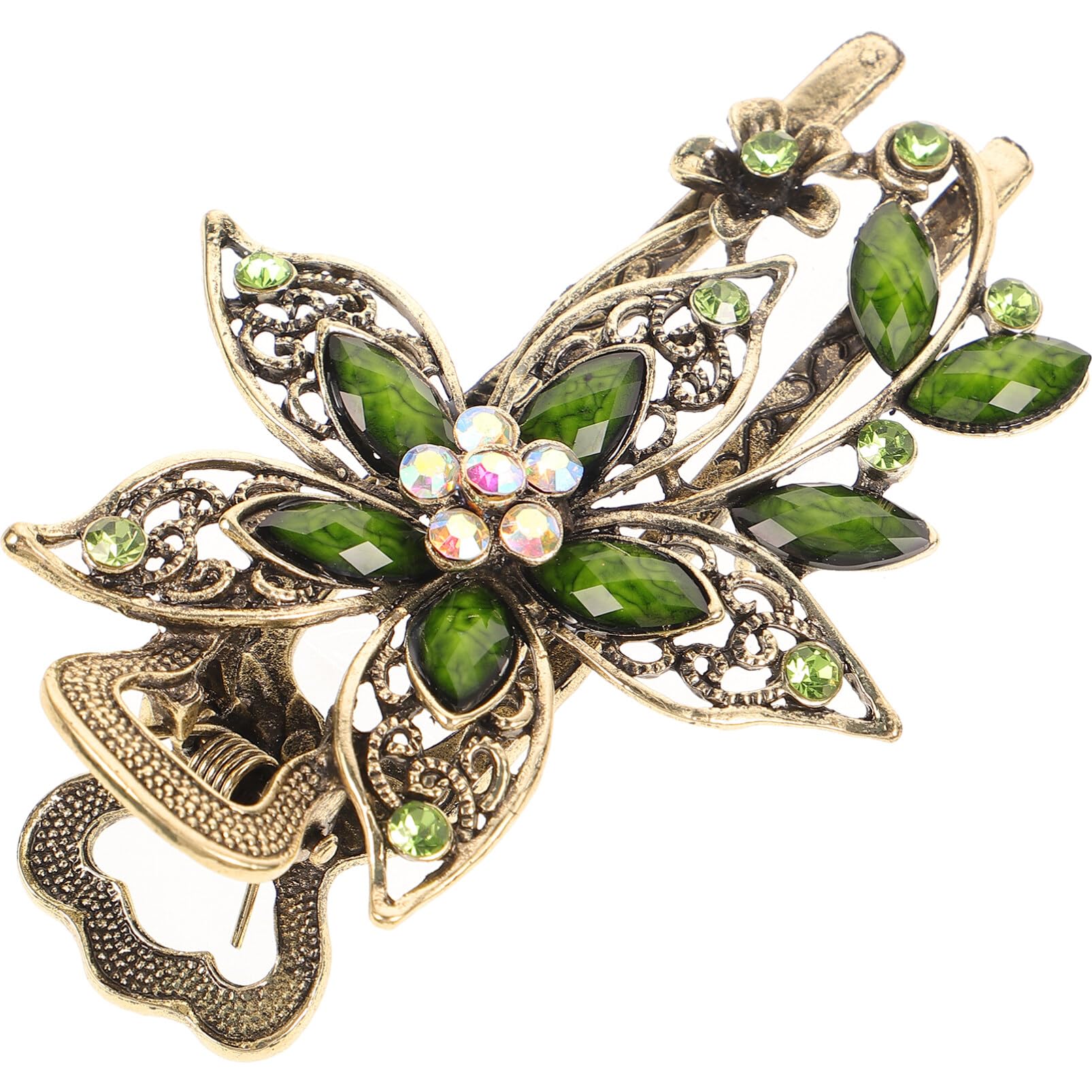 Elegant Vintage Rhinestone Crystal jeweled Green Hair stick Silver and Emerald Hair Pin - Etsy main image 3