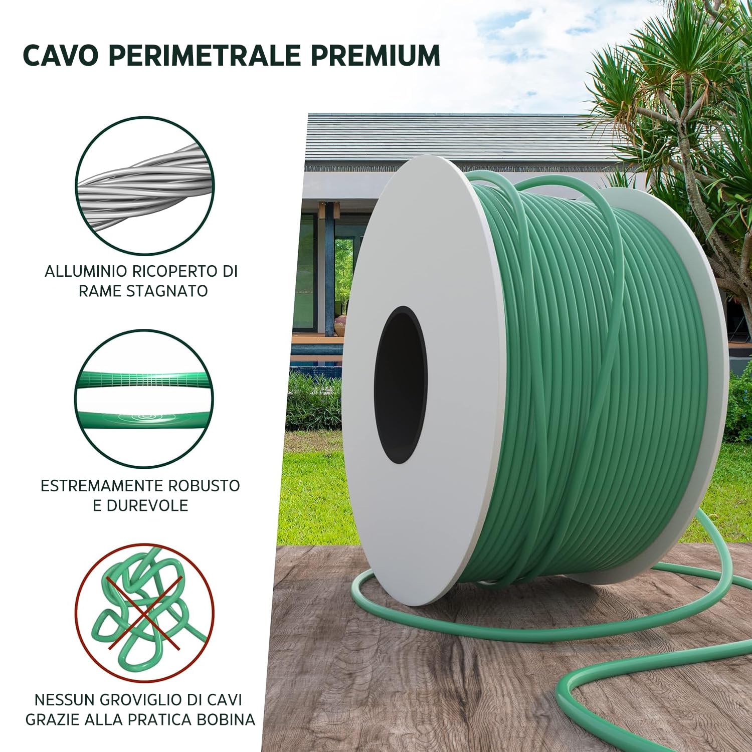 kanoo® Cavo di limitazione universale per robot tosaerba, filo di limitazione per robot tosaerba, cavo di alta qualità, Ø 2,7 mm (300 m)