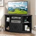 YITAHOME Corner TV Stand for TVs up to 50 Inch with Power Outlet, Modern Farmhouse Entertainment Center, Wood TV Media Console with Storage Cabinets Shelves for Living Room, 47" Black | Entertainment Center with Storage Cabinets & Shelves, Living Roo